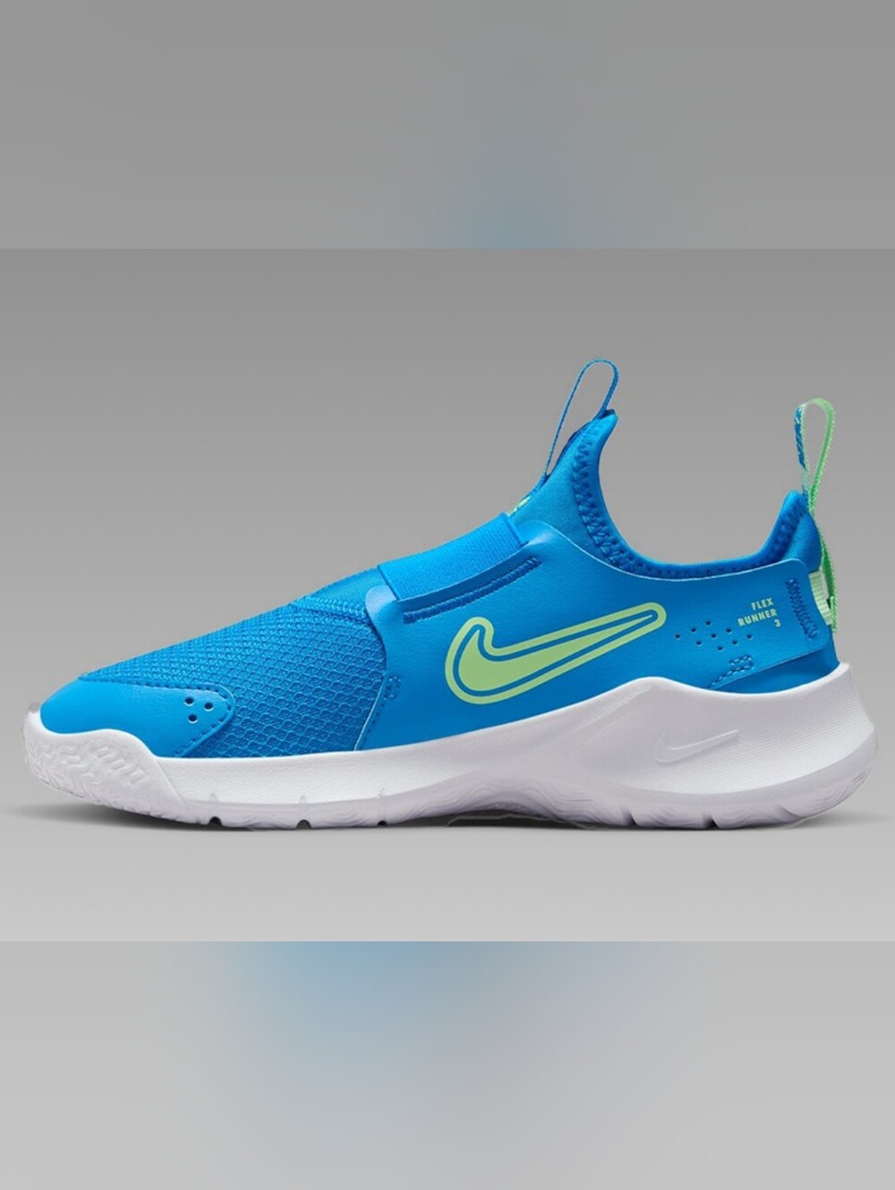 Nike Electric Blue Slip-On Trainers with Neon Yellow Swoosh